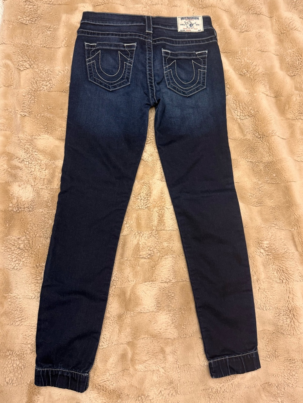 Dark Blue Women's Jeans with Embroidered Back Pockets